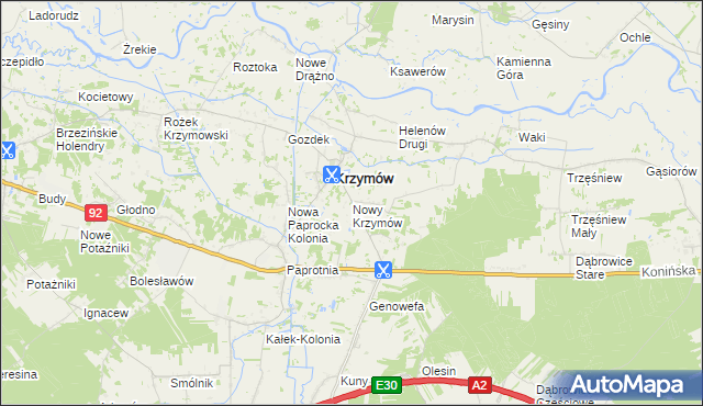 mapa Nowy Krzymów, Nowy Krzymów na mapie Targeo