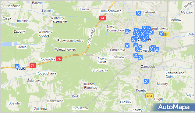 mapa Nowy Świat gmina Bełchatów, Nowy Świat gmina Bełchatów na mapie Targeo