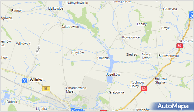 mapa Objazda gmina Namysłów, Objazda gmina Namysłów na mapie Targeo