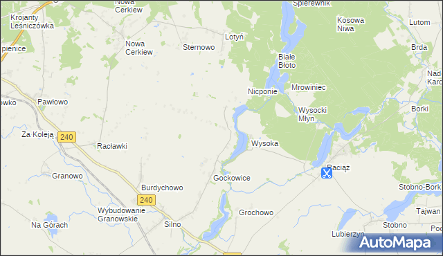 mapa Objezierze gmina Chojnice, Objezierze gmina Chojnice na mapie Targeo