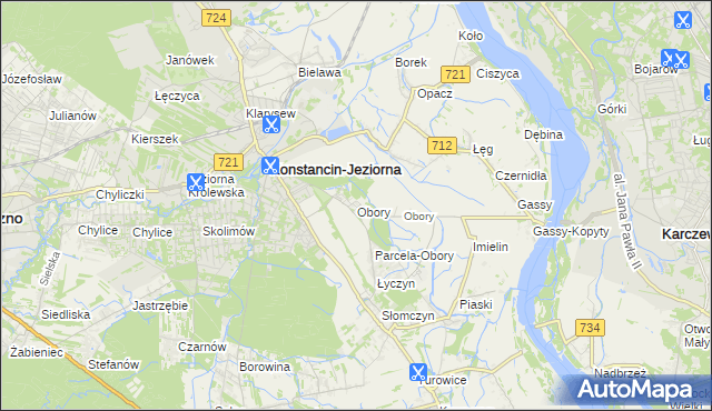 mapa Obory gmina Konstancin-Jeziorna, Obory gmina Konstancin-Jeziorna na mapie Targeo