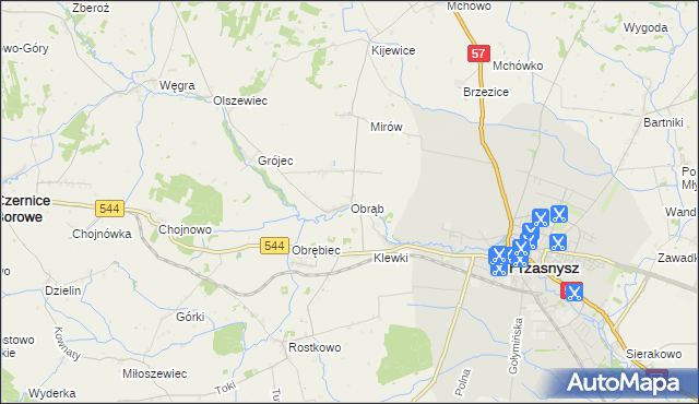 mapa Obrąb gmina Przasnysz, Obrąb gmina Przasnysz na mapie Targeo