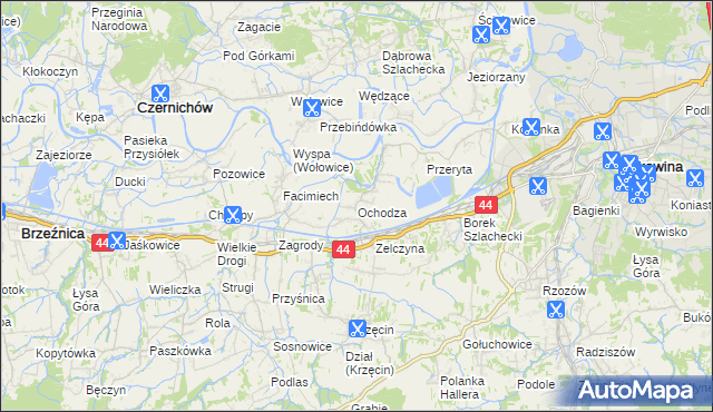 mapa Ochodza gmina Skawina, Ochodza gmina Skawina na mapie Targeo