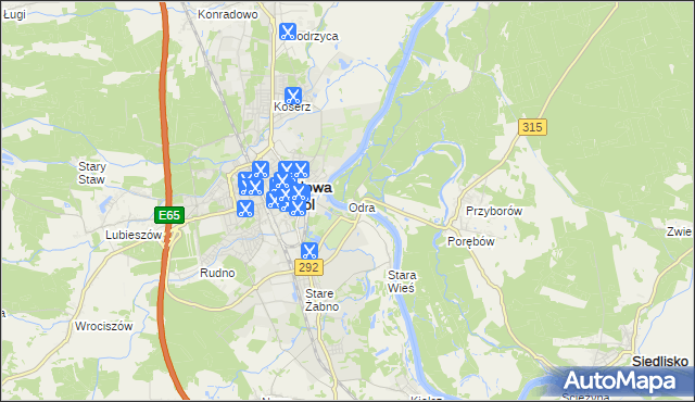 mapa Odra gmina Nowa Sól, Odra gmina Nowa Sól na mapie Targeo