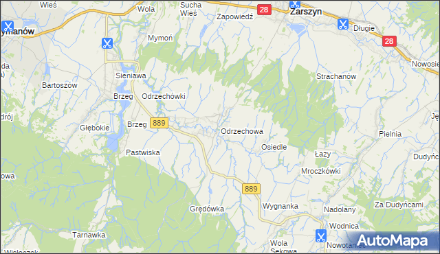 mapa Odrzechowa, Odrzechowa na mapie Targeo