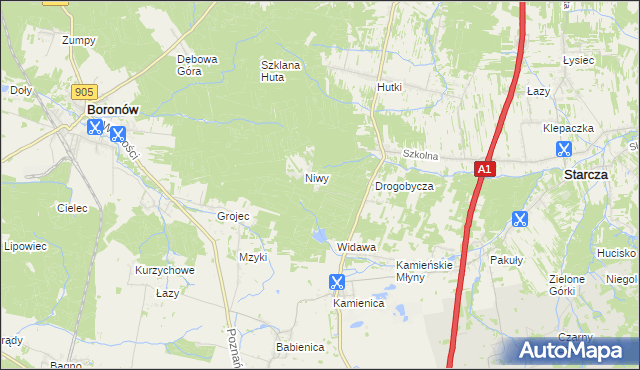 mapa Okrąglik gmina Woźniki, Okrąglik gmina Woźniki na mapie Targeo