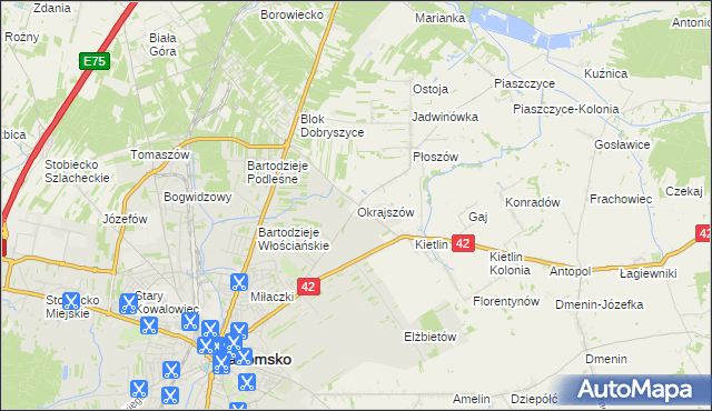 mapa Okrajszów, Okrajszów na mapie Targeo