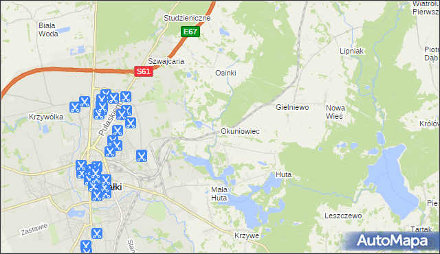 mapa Okuniowiec, Okuniowiec na mapie Targeo