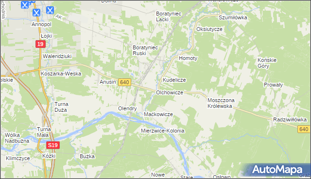 mapa Olchowicze, Olchowicze na mapie Targeo