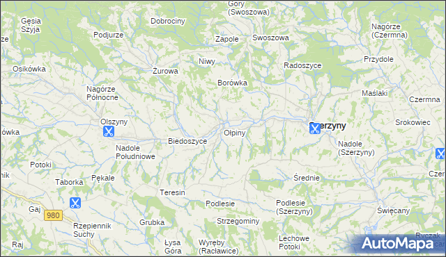 mapa Ołpiny, Ołpiny na mapie Targeo