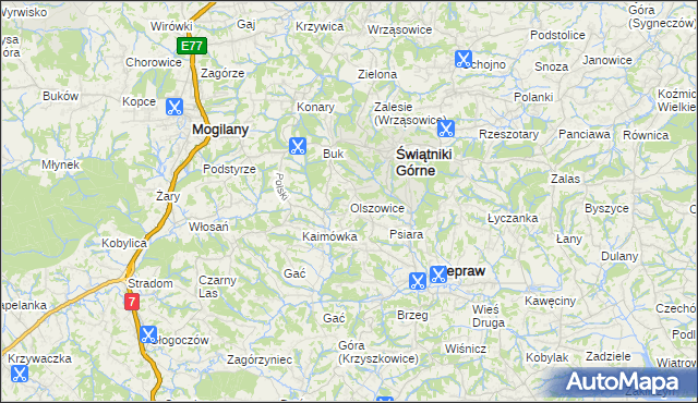 mapa Olszowice, Olszowice na mapie Targeo