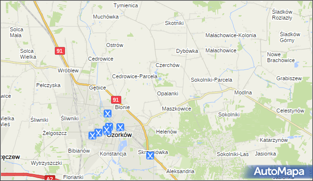 mapa Opalanki gmina Ozorków, Opalanki gmina Ozorków na mapie Targeo