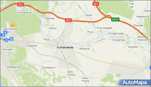 mapa Opoka gmina Końskowola, Opoka gmina Końskowola na mapie Targeo