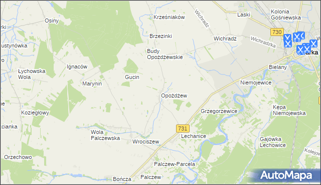 mapa Opożdżew, Opożdżew na mapie Targeo