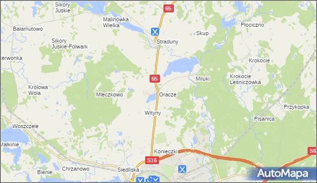 mapa Oracze, Oracze na mapie Targeo