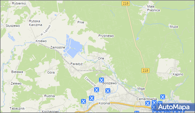 mapa Orle gmina Wejherowo, Orle gmina Wejherowo na mapie Targeo