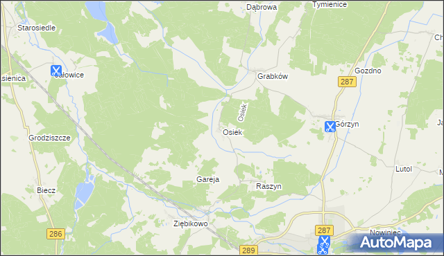 mapa Osiek gmina Lubsko, Osiek gmina Lubsko na mapie Targeo