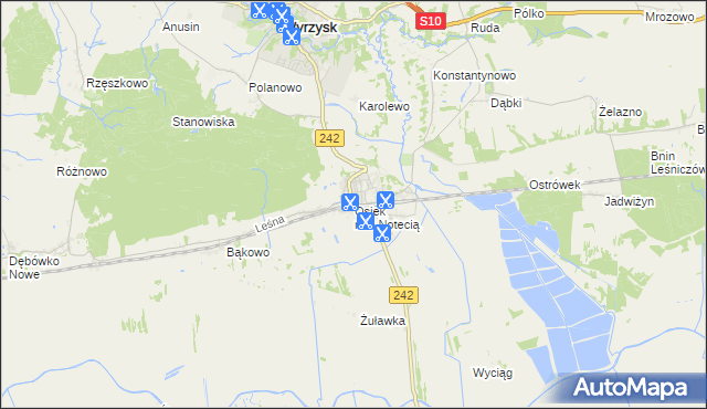 mapa Osiek nad Notecią, Osiek nad Notecią na mapie Targeo