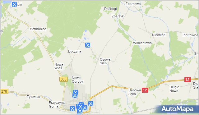 mapa Osowa Sień, Osowa Sień na mapie Targeo