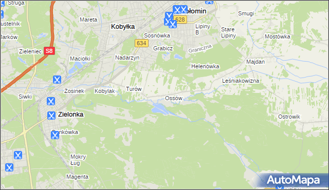 mapa Ossów, Ossów na mapie Targeo