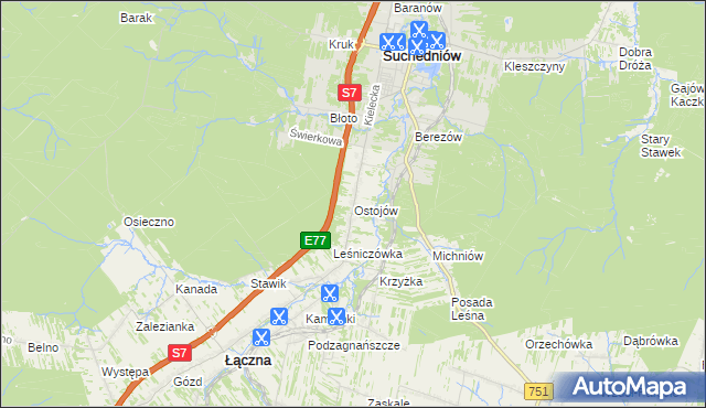 mapa Ostojów, Ostojów na mapie Targeo