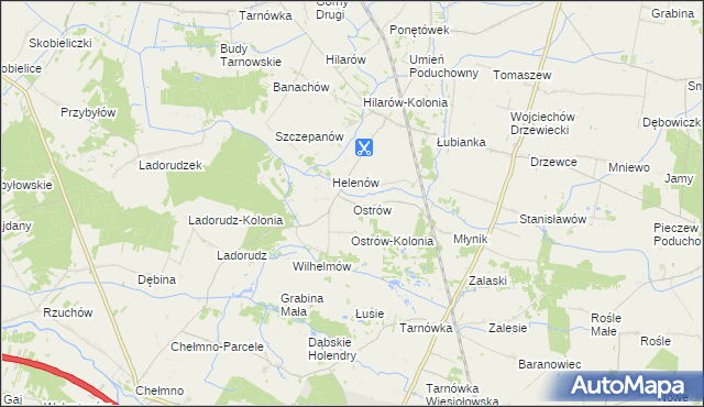 mapa Ostrów gmina Olszówka, Ostrów gmina Olszówka na mapie Targeo