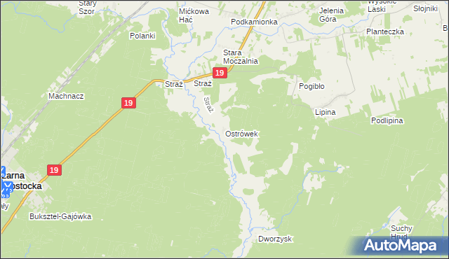 mapa Ostrówek gmina Sokółka, Ostrówek gmina Sokółka na mapie Targeo