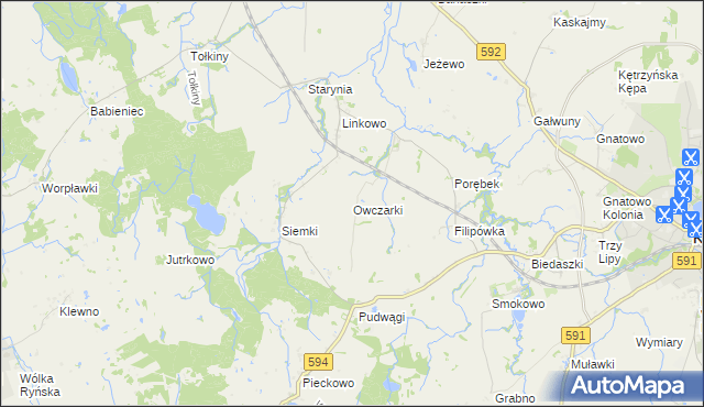 mapa Owczarki gmina Kętrzyn, Owczarki gmina Kętrzyn na mapie Targeo