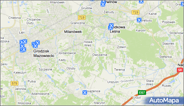 mapa Owczarnia gmina Brwinów, Owczarnia gmina Brwinów na mapie Targeo