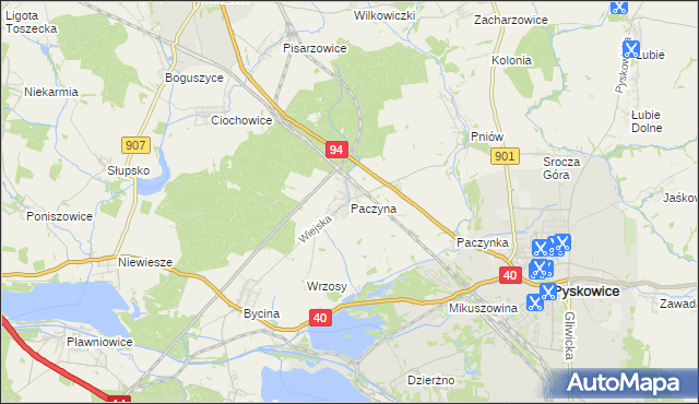 mapa Paczyna, Paczyna na mapie Targeo