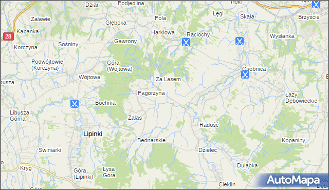 mapa Pagórek gmina Dębowiec, Pagórek gmina Dębowiec na mapie Targeo