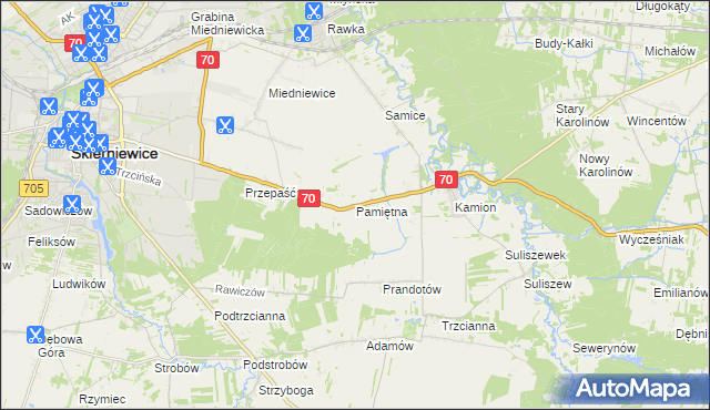 mapa Pamiętna, Pamiętna na mapie Targeo