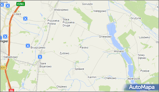 mapa Parsko, Parsko na mapie Targeo
