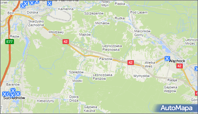 mapa Parszów, Parszów na mapie Targeo