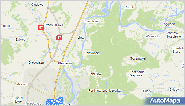 mapa Pawłówek-Gajówka, Pawłówek-Gajówka na mapie Targeo