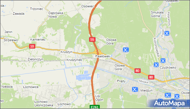 mapa Pawłówek gmina Sicienko, Pawłówek gmina Sicienko na mapie Targeo