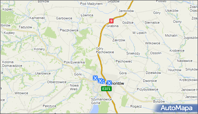 mapa Pęchów, Pęchów na mapie Targeo