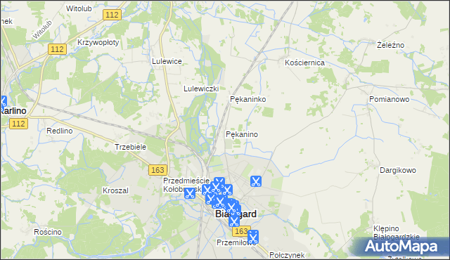 mapa Pękanino gmina Białogard, Pękanino gmina Białogard na mapie Targeo