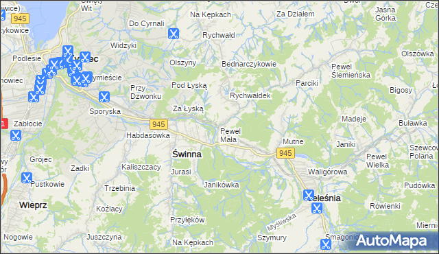 mapa Pewel Mała, Pewel Mała na mapie Targeo