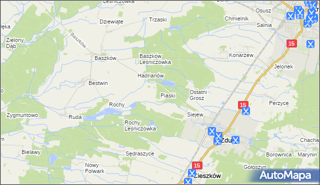 mapa Piaski gmina Zduny, Piaski gmina Zduny na mapie Targeo