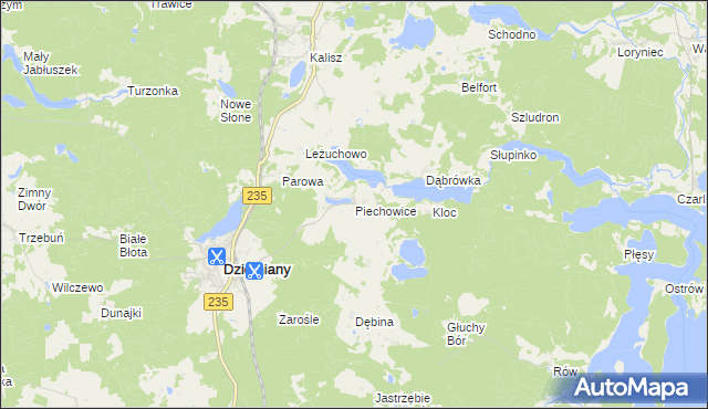 mapa Piechowice gmina Dziemiany, Piechowice gmina Dziemiany na mapie Targeo