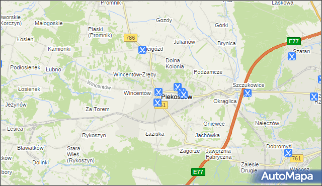 mapa Piekoszów, Piekoszów na mapie Targeo