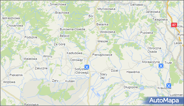 mapa Pieniążkowice, Pieniążkowice na mapie Targeo