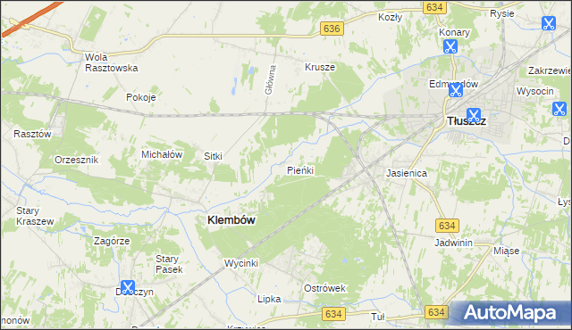 mapa Pieńki gmina Klembów, Pieńki gmina Klembów na mapie Targeo