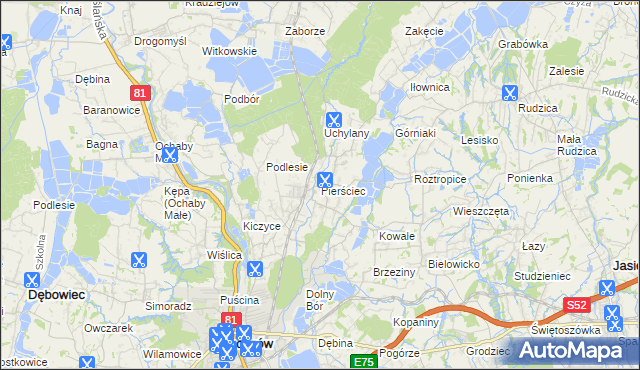 mapa Pierściec, Pierściec na mapie Targeo