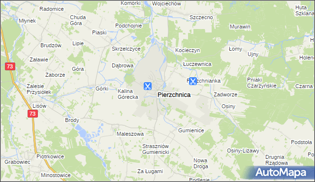 mapa Pierzchnica powiat kielecki, Pierzchnica powiat kielecki na mapie Targeo