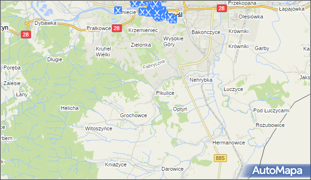 mapa Pikulice, Pikulice na mapie Targeo