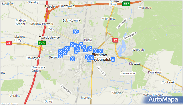 mapa Piotrków Trybunalski, Piotrków Trybunalski na mapie Targeo