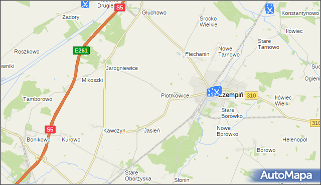 mapa Piotrkowice gmina Czempiń, Piotrkowice gmina Czempiń na mapie Targeo
