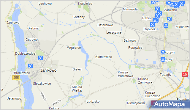 mapa Piotrkowice gmina Inowrocław, Piotrkowice gmina Inowrocław na mapie Targeo